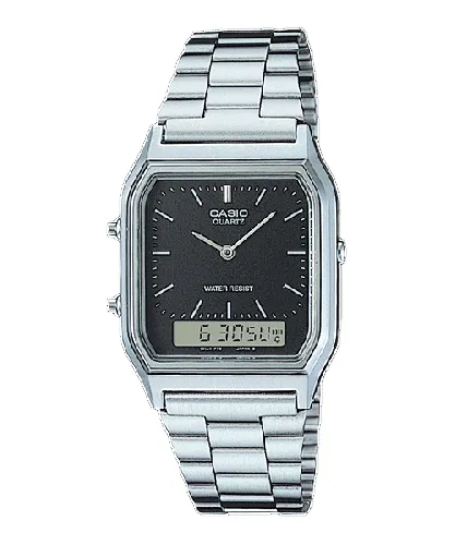 Casio vintage analógico-digital plateado