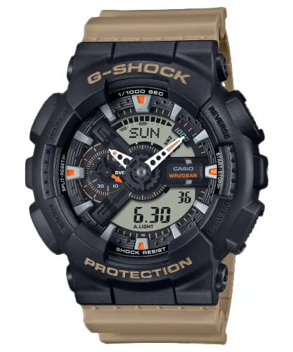 G-Shock analógico-digital negro con detalles dorados